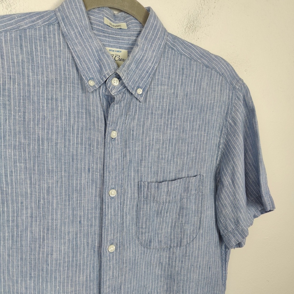 J.Crew Baird McNutt Irish Linen Button Down Shirt Mens‎ Small Pinstripe Blue - Picture 3 of 10